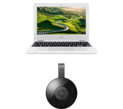 ACER 11 CB3-131 Chromebook & Chromecast Bundle - White